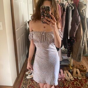 Floral Print Dress with Ruffle Sleeves